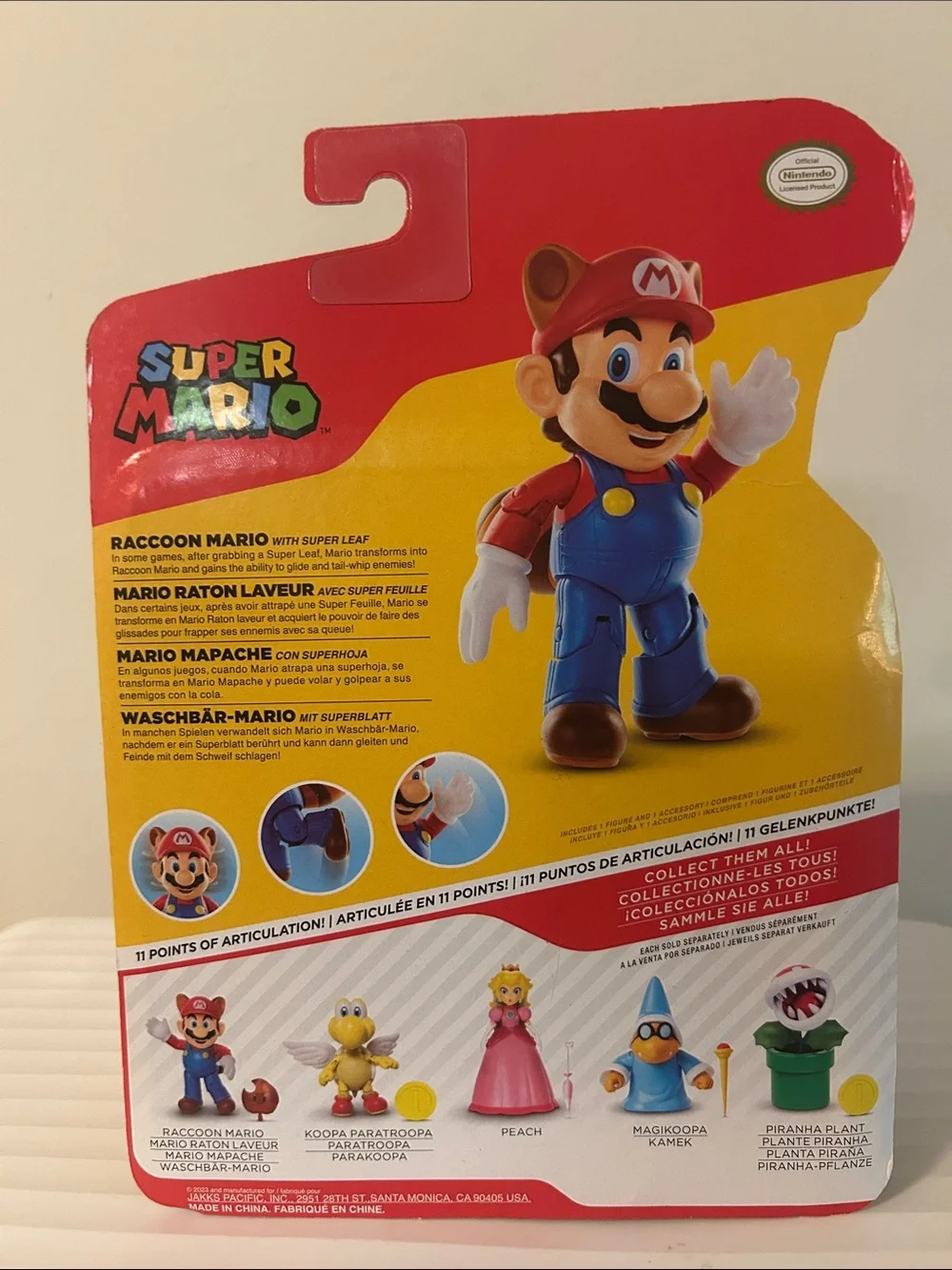 Nintendo Super Mario Raccoon Mario Figure - Red & Blue
